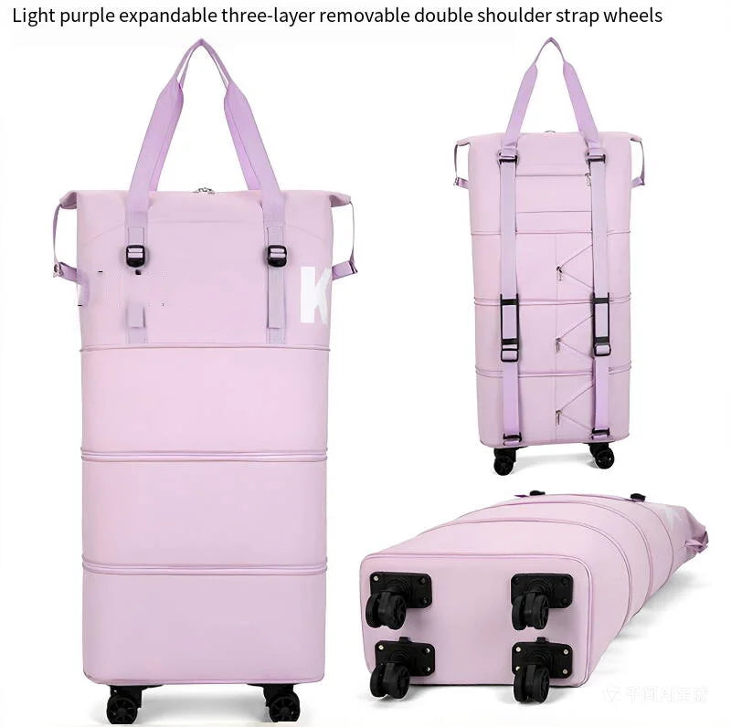 Large Capacity Travel Bag With Wheels 22/70/90IN Foldable Travel Backpack Scalable Handbags Multi Functional Storage Luggage Bag