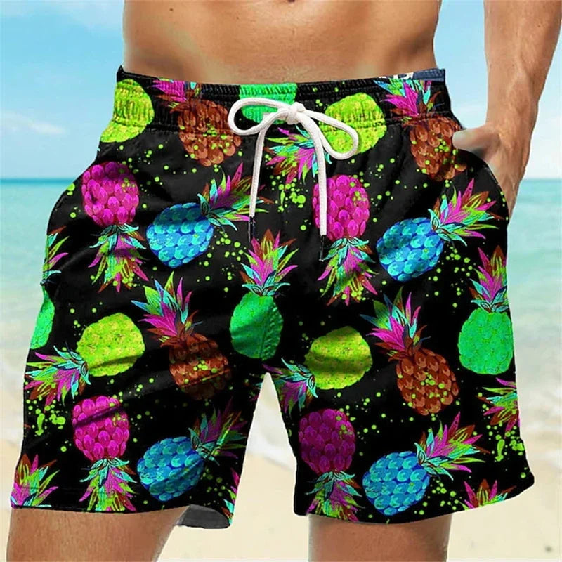 Men's shorts 3D printed graffiti art pattern beach shorts, casual fashion swimming beach shorts