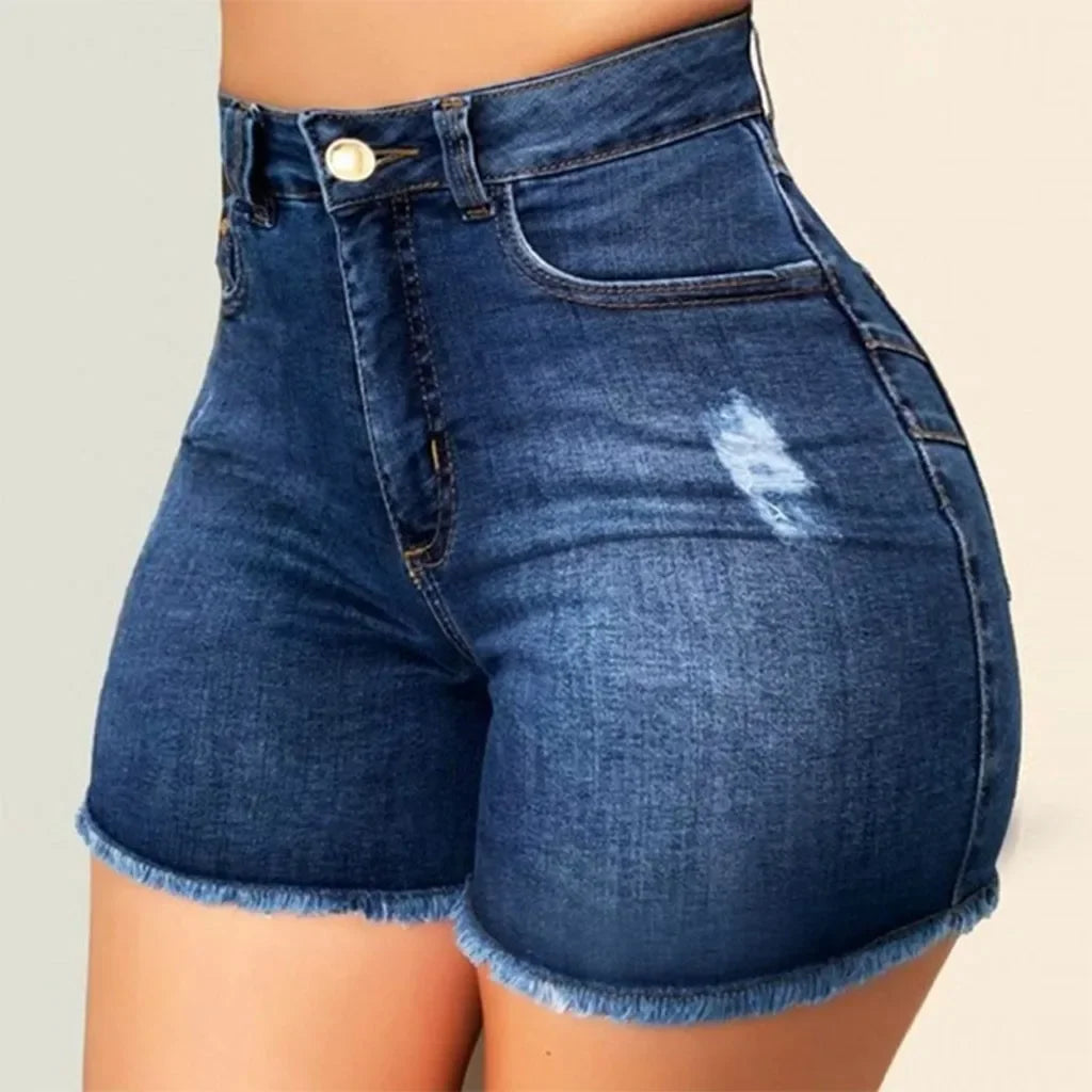 New Summer Womens Jeans Shorts Jeans Short Length High Waisted Broken Denim Shorts Ripped Jeans High Waisted Hot pant Shorts