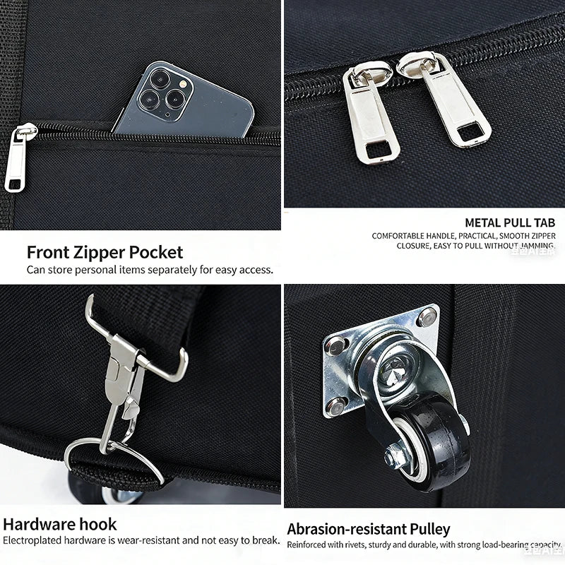 Large Capacity Travel Bag With Wheels 22/70/90IN Foldable Travel Backpack Scalable Handbags Multi Functional Storage Luggage Bag