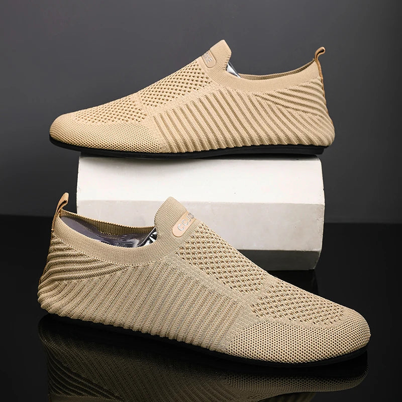 MAEDEF Summer Men Slip on Flat Breathable Brown Man Shoes Men's Comfort Soft Sole Casual Shoe Man Slippers Loafers Walking Shoes