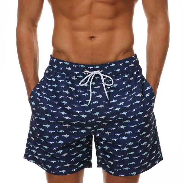 Summer Men Beach Print Shorts Surfing Swimwear Fitness Workout Trunks Male Sportswear With Pockets Pants