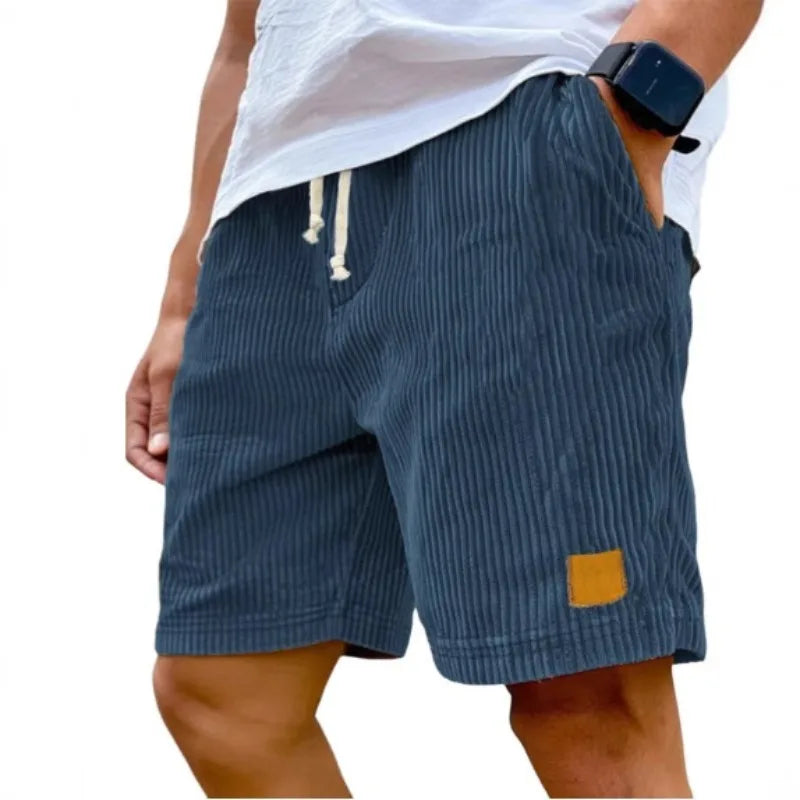 Men's Retro Corduroy Casual Shorts Men Fashion Solid Sweatpants