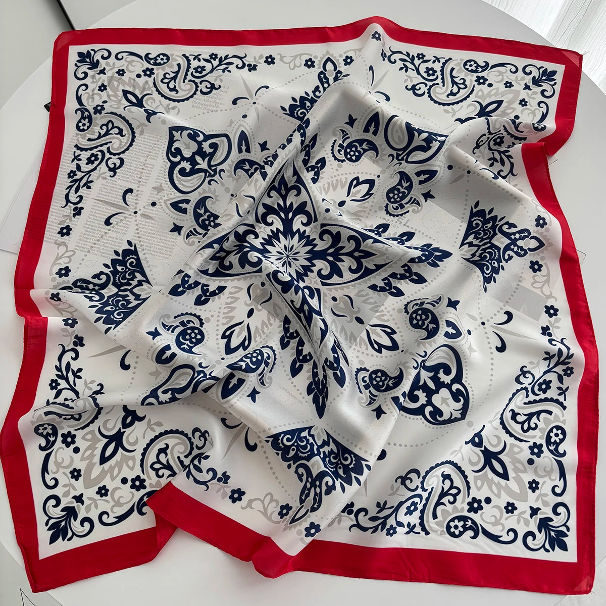 Retro Horse Print Neckerchief 70*70cm Green Square Scarf Women’s Breathable Imitation Silk Bandannas