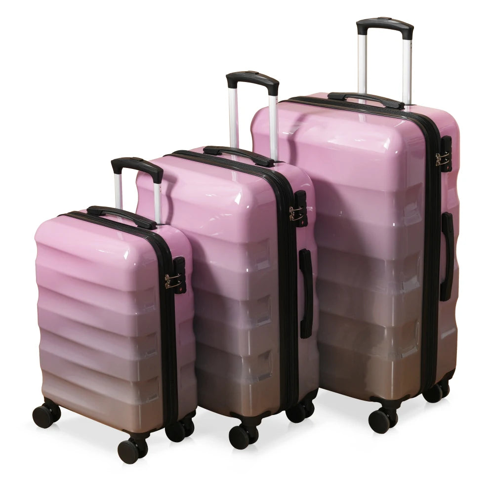 2 Piece 20" Carry-on Luggage Set with Cup Holder Lightweight Glossy Hardshell Suitcase Spinner Wheels TSA Lock Airline Approved