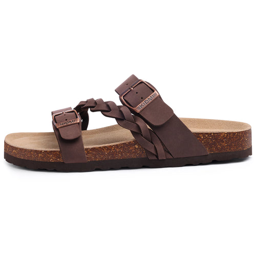 Comwarm Fashion Women's Cork Sandals Summer Leisure Sandals Outdoor Slip-On Lady Slide Sandals With Adjustable Buckle Sandals