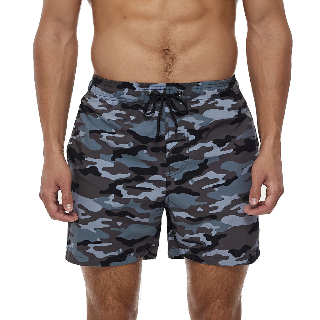 Summer Men Beach Print Shorts Surfing Swimwear Fitness Workout Trunks Male Sportswear With Pockets Pants