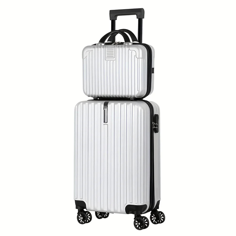 2-piece luggage set with carry-on travel bag, a 20-inch suitcase and a 14-inch handbag that can be slung over the trolley case