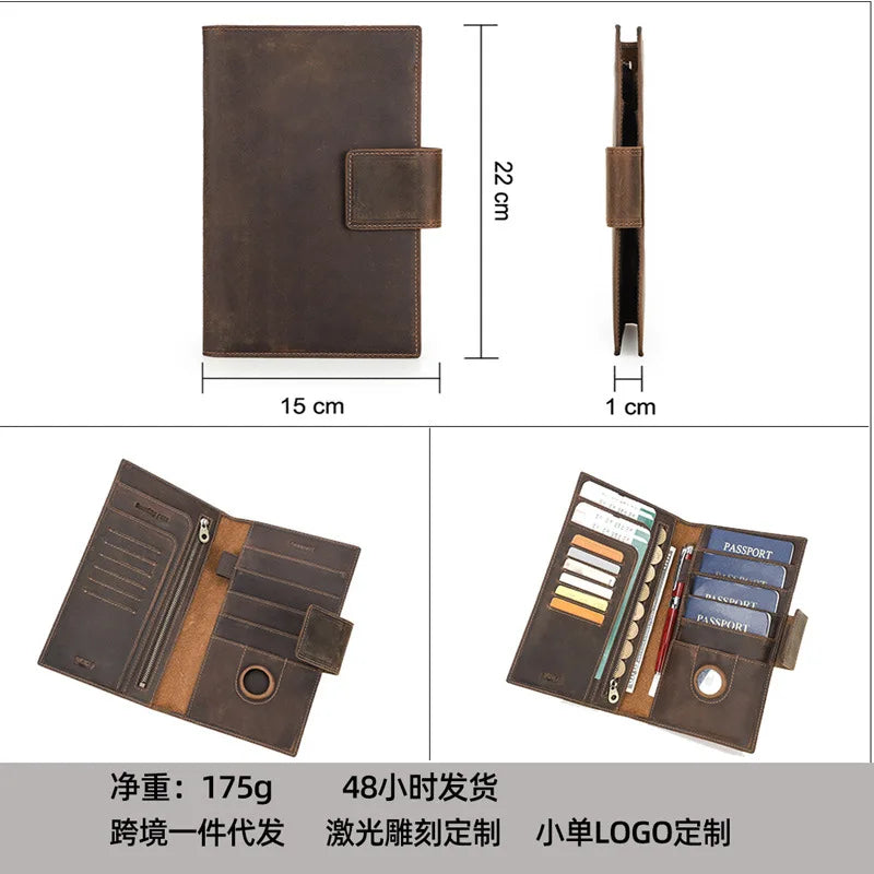 CONTACT'S RFID genuine leather passport clip Air tag anti loss family travel passport bag  wallet women clutch purse  slimwallet