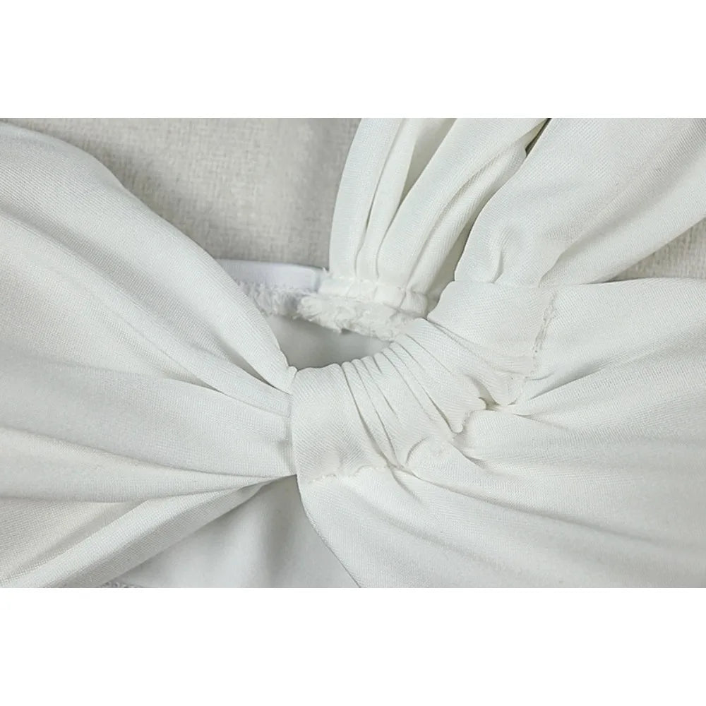 Sexy Mesh Ruched 2 Piece Sets Woman Strapless Crop Tops And High Split Long Skirts Suits Elegant Beach Vacation Clothing