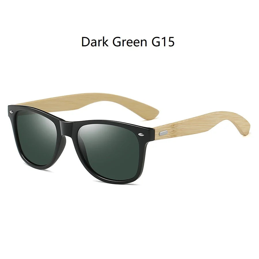 Fashion Bamboo Wood Vintage Square Sunglasses Men/Women Luxury Brand Designer Sun Glasses Wooden Driving Fishing UV400 Eyewear