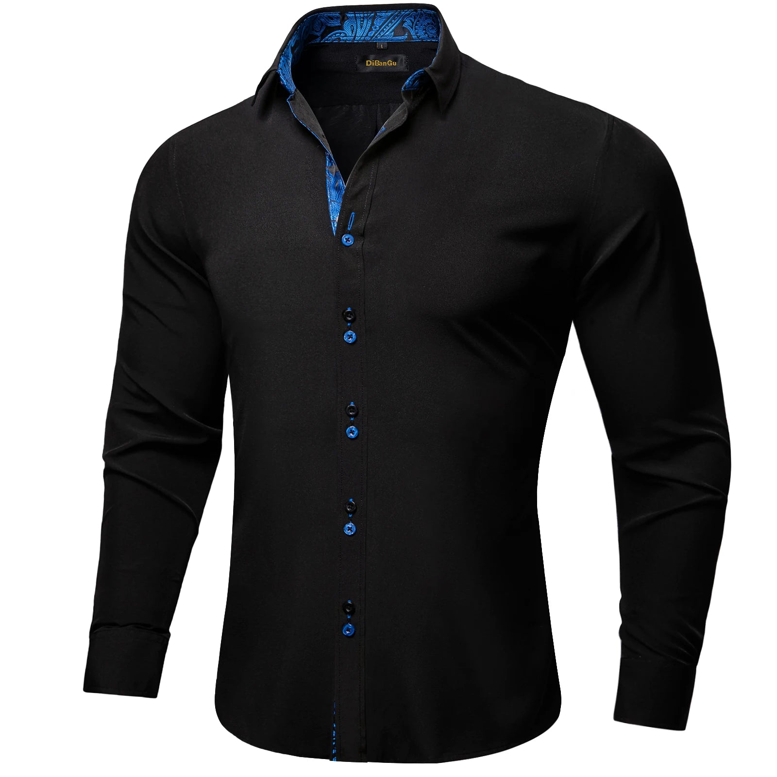 Men's Polyester Cotton Shirts Long Sleeve Paisley Patchwork Social Casual Dress Shirt
