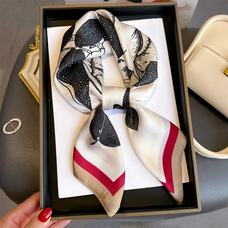 70cm Chain Pattern Scarf Universal Imitation Silk High-end Square Scarf Clothing Accessories Kerchief Shawl Protection Headscarf
