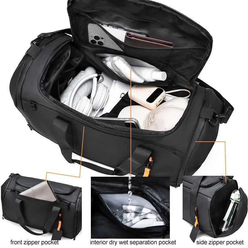 Gym Duffel Bag Yoga Fitness Sport Bag Wet Dry Travel Handbag Outdoor Swimming Camping Pack Large Business Satchel with Shoes Bag