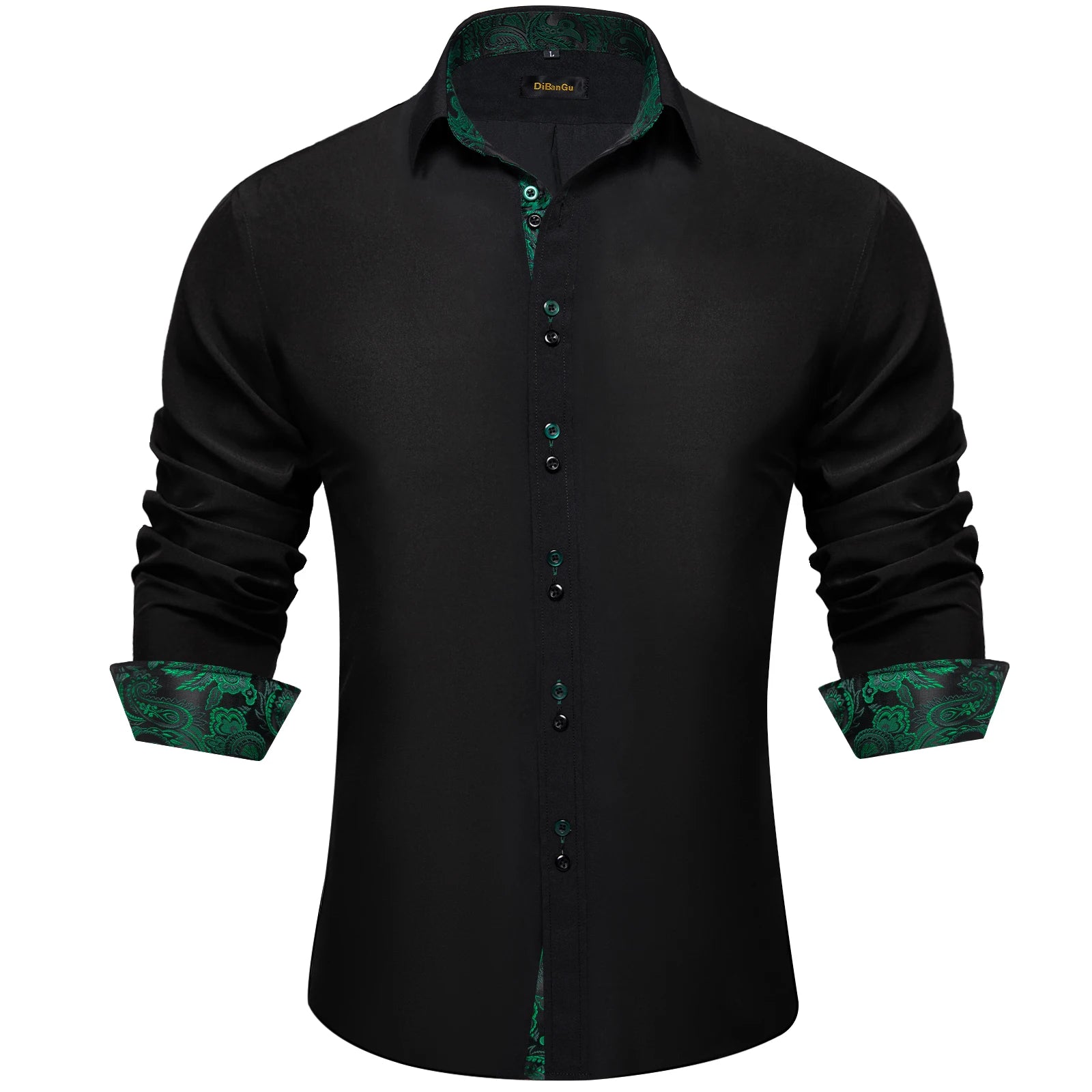 Men's Polyester Cotton Shirts Long Sleeve Paisley Patchwork Social Casual Dress Shirt