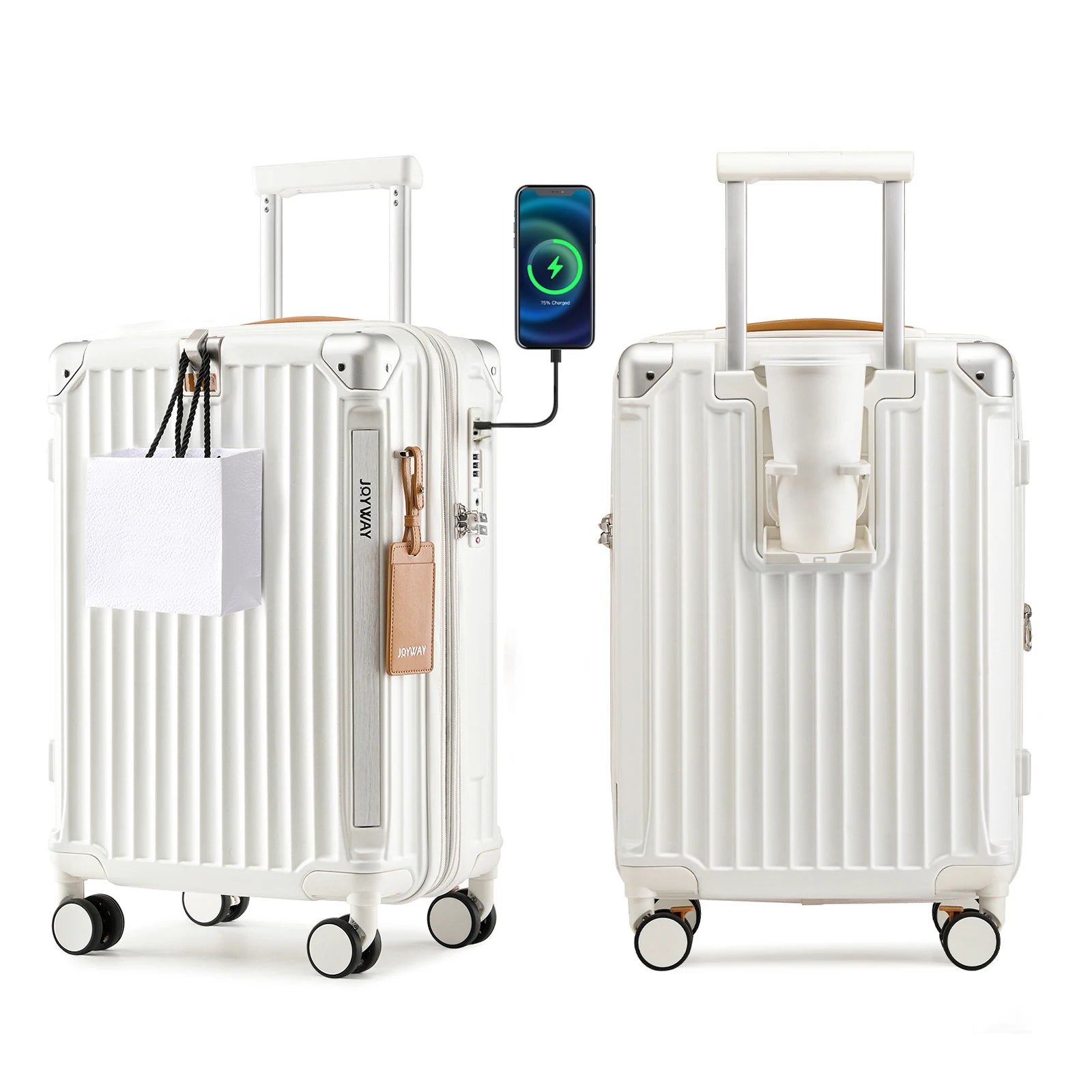 Joyway 20 inch Single Luggage Suitcase, Expandable Lightweight Durable, with Cup Holder, TSA Lock, Spinner Wheels