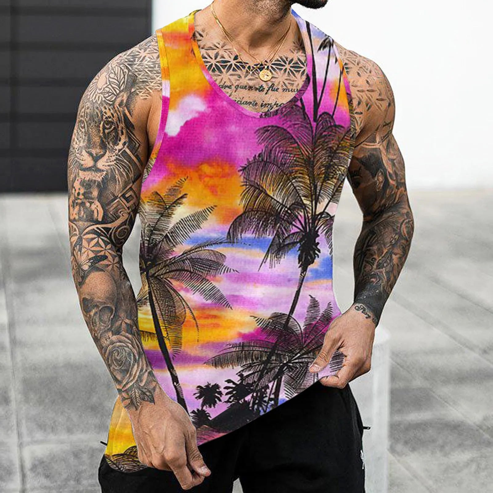 Hawaiian Fashion Men's Sleeveless Tank Top