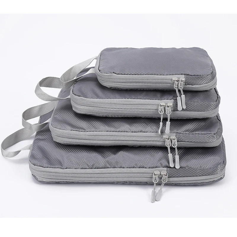 Compressible 4-Piece Set Business Travel Storage Bag, Simple and Fashionable Multi-Functional Vertical Waterproof Organizer Bag