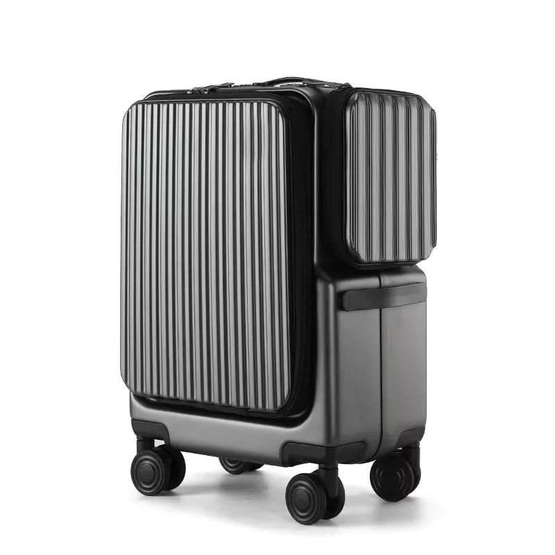 Carry-on Suitcase Front Opening Laptop Boarding Case 20 Inch USB Charging Trolley Case Password Box Cabin Luggage