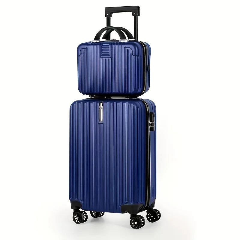 2-piece luggage set with carry-on travel bag, a 20-inch suitcase and a 14-inch handbag that can be slung over the trolley case