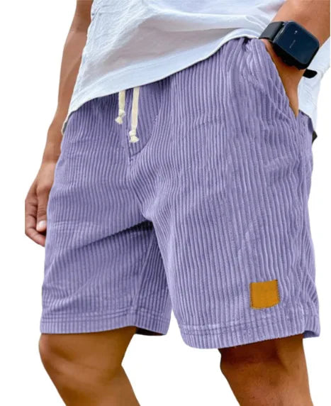 Men's Retro Corduroy Casual Shorts Men Fashion Solid Sweatpants