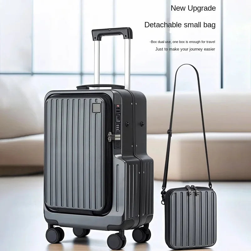 Front Opening Carry on Luggage Suitcase Multifunctional Trolley Case 20 Inch Trip Cabin Password Lock Luggage Case Travel Bags