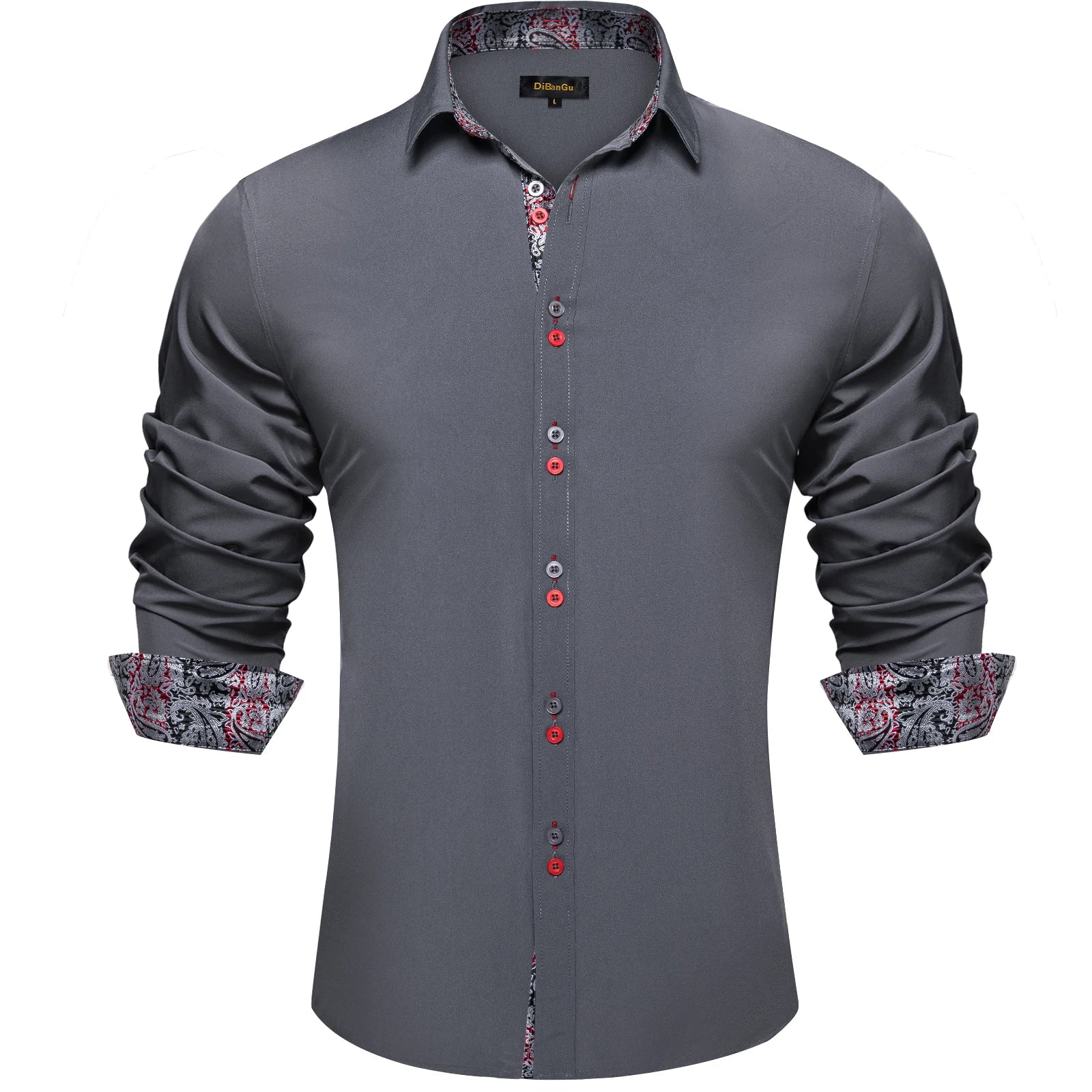 Men's Polyester Cotton Shirts Long Sleeve Paisley Patchwork Social Casual Dress Shirt