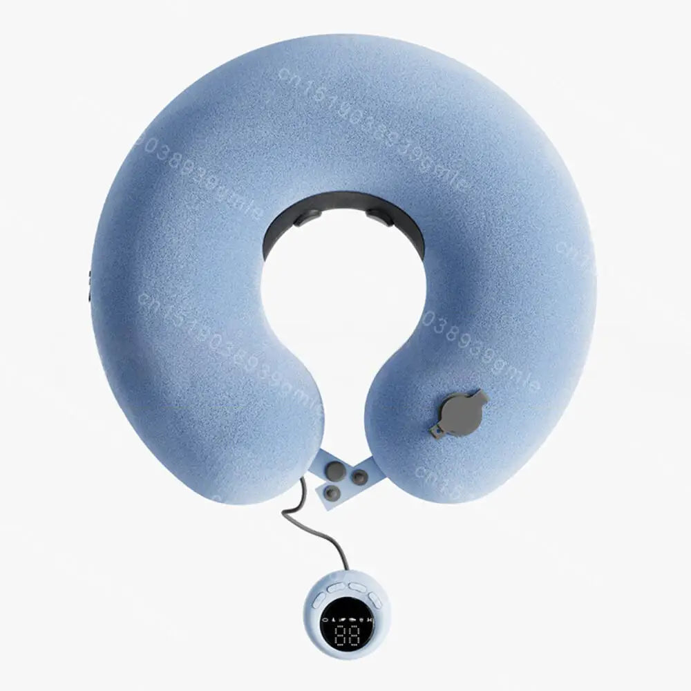 Portable Inflatable U-Shaped Neck Pillow Massage Pillows Travel Camping Lunch Break Office Nap Neck Support