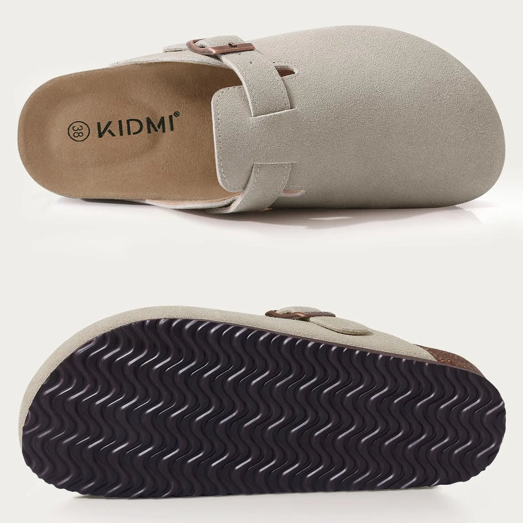 Litfun Retro Cork Clogs Slippers For Men Fashion Men Mules Shoe with Arch Support Unisex Classic Beach Shoes Men's Suede Sandals