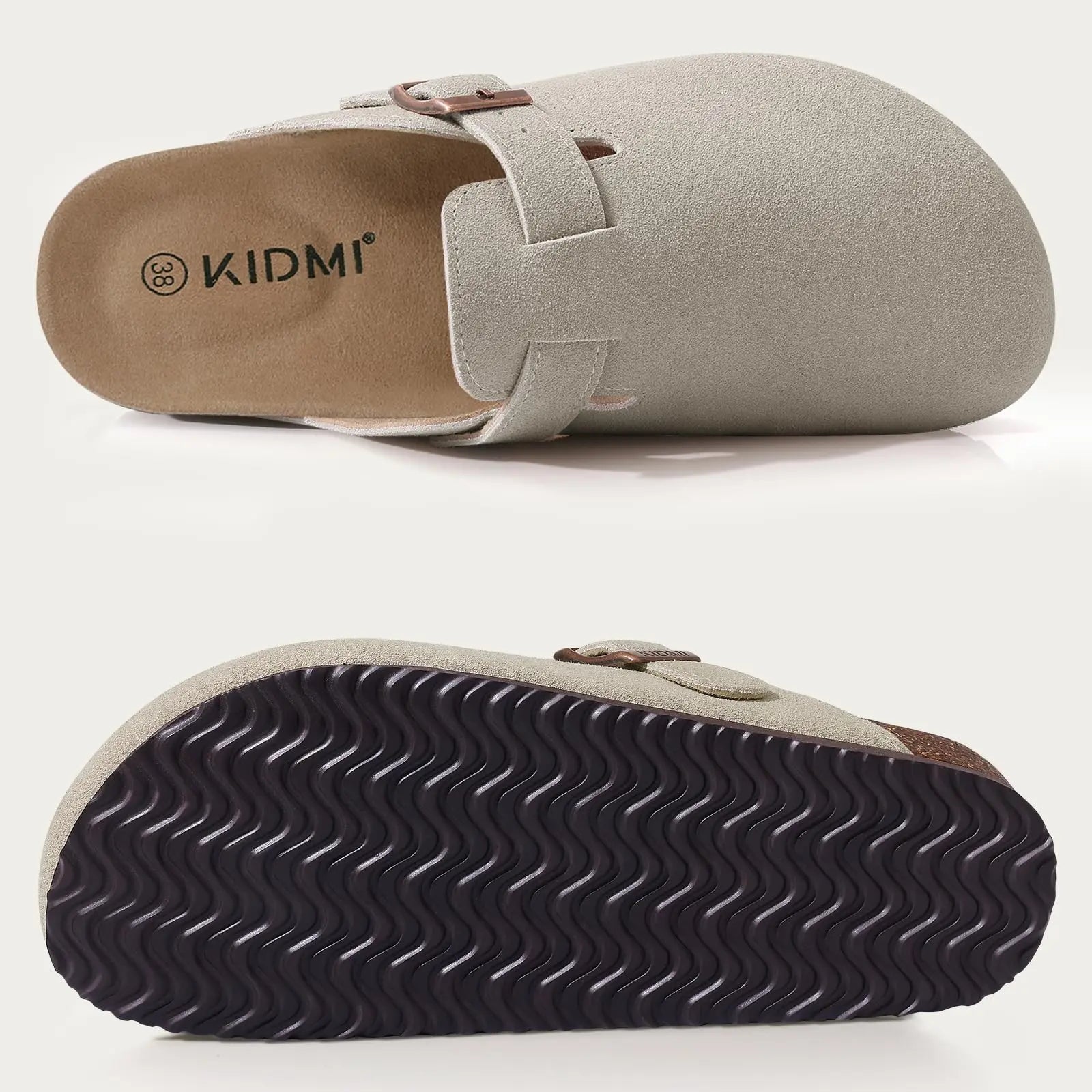 Litfun Retro Cork Clogs Slippers For Men Fashion Men Mules Shoe with Arch Support Unisex Classic Beach Shoes Men's Suede Sandals