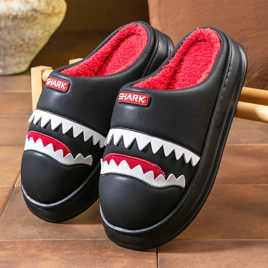 Cozy Platform Slippers Men PU EVA Memory foam Soft Shark Cute Design Comfortable Non Slip House Shoes High Quality