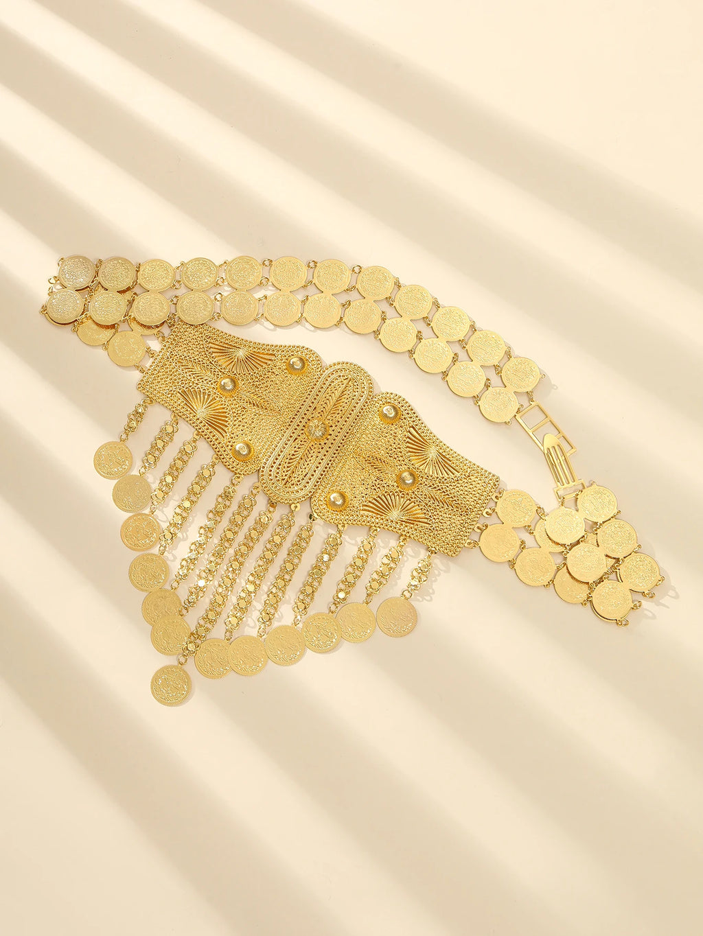Bohemian Style Gold Lace Tassel Waist Belt for Women Fashionable Outdoor outing