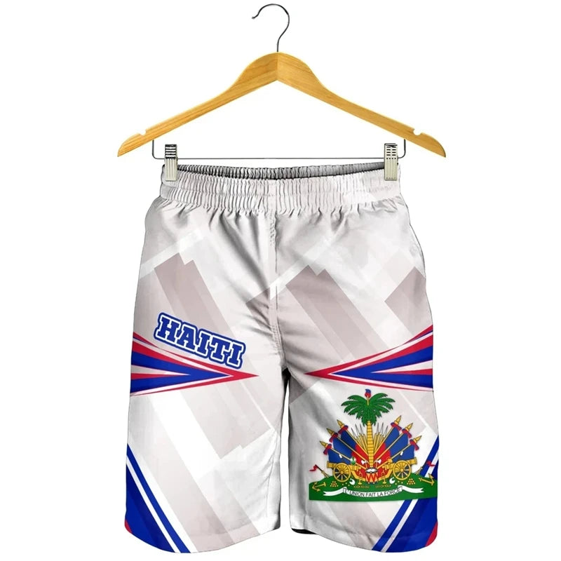 Haiti Flag 3D Printed Men Swim Sport Beach Shorts