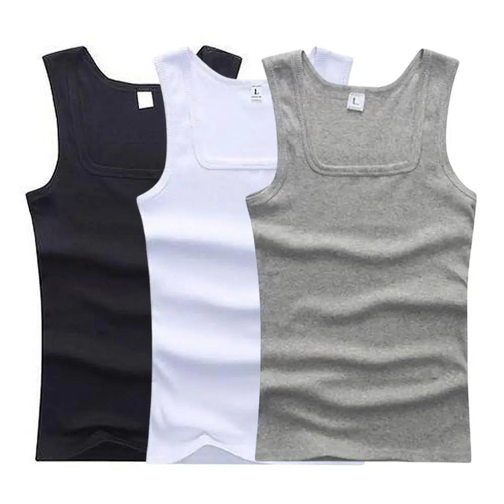 3pcs/lot Cotton Mens Tank Tops Sleeveless Solid Muscle Vest Undershirts