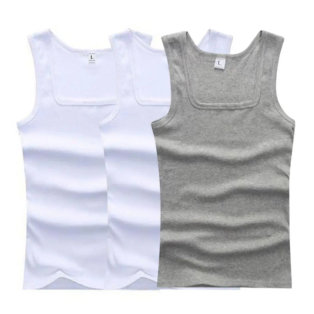 3pcs/lot Cotton Mens Tank Tops Sleeveless Solid Muscle Vest Undershirts