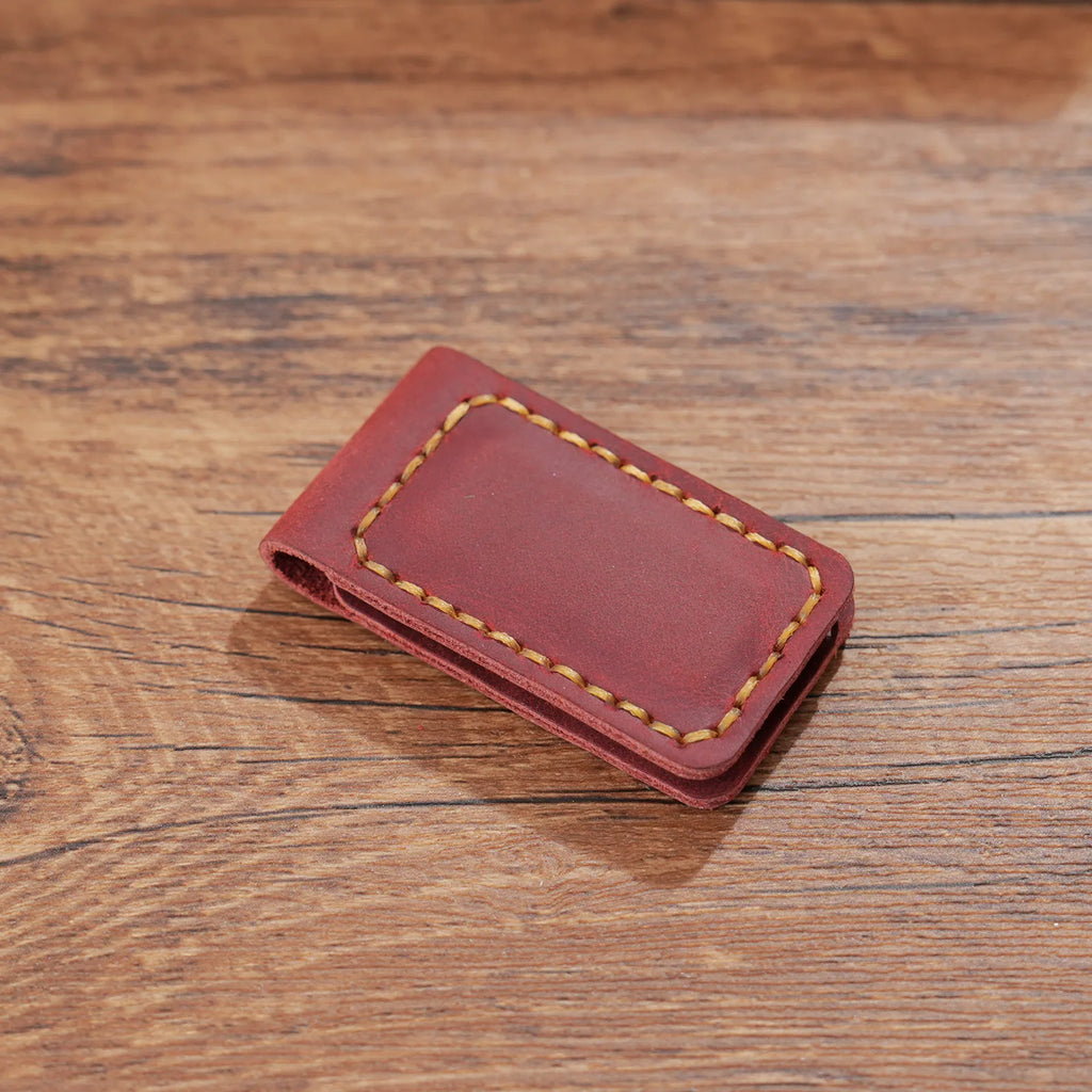 Genuine Leather Money Clips Mini Wallets for Men Slim Front Pocket Magnetic Banknote Clip Minimalist Retro Men's Small Purses