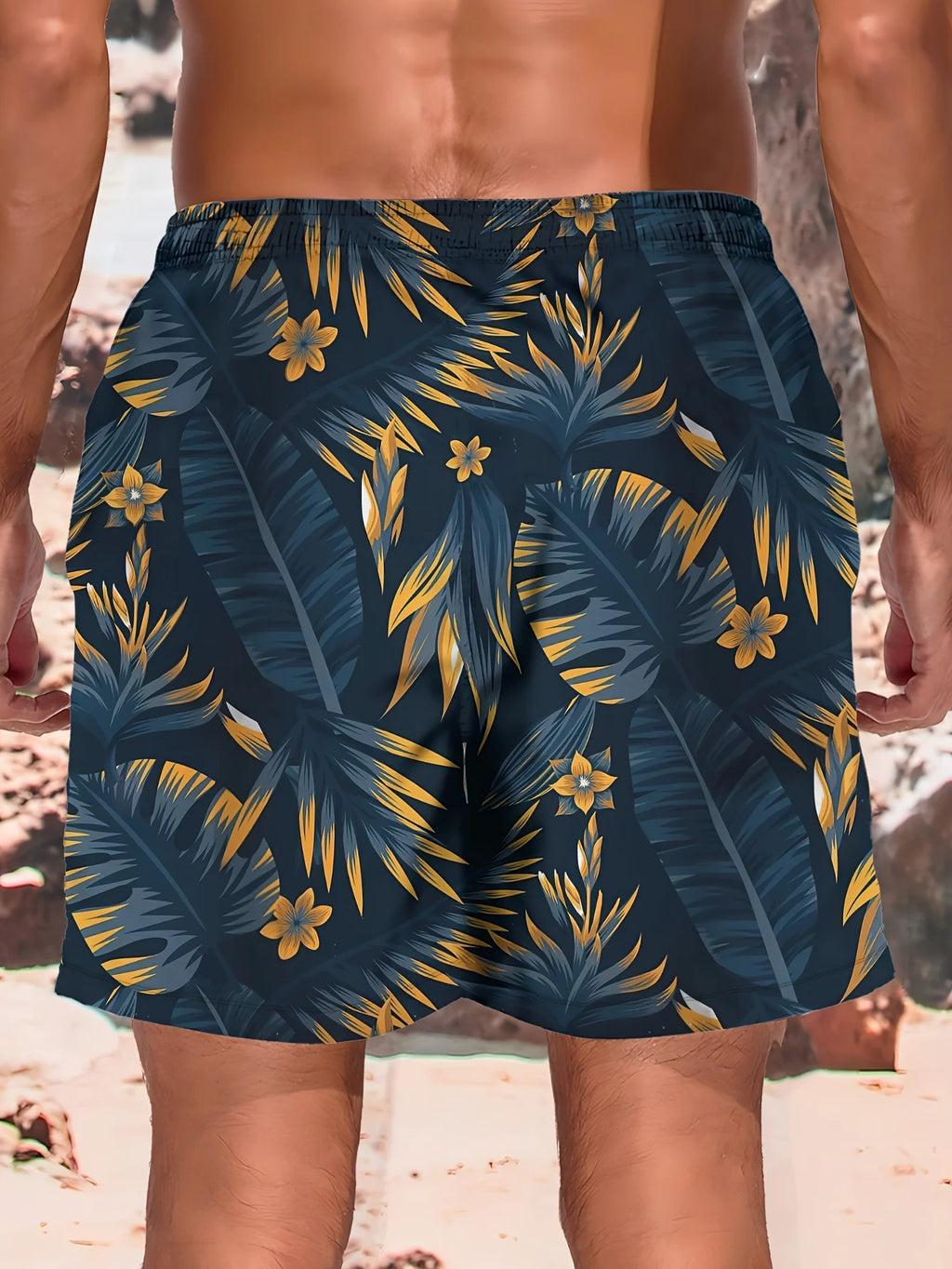 3D Leaf Print Sports Quick-dry Breathable Outdoor Fashion Loose Comfortable Surfing Beach Vacation Short Pants Swim Trunks