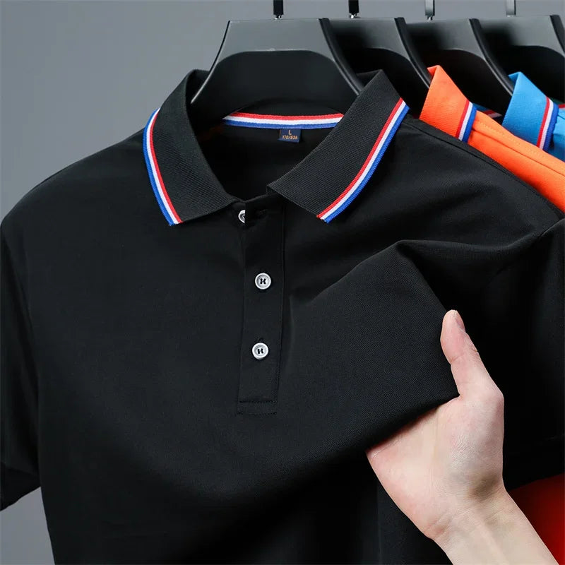 Men's Casual Solid Color Short Sleeve Polo Shirt