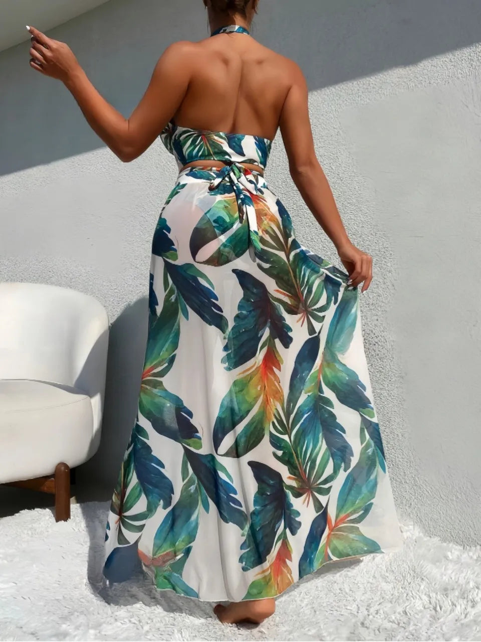Sexy 3 Pieces Halter Bikinis 2026 Bandage Swimsuit & Beach Dress Swimwear