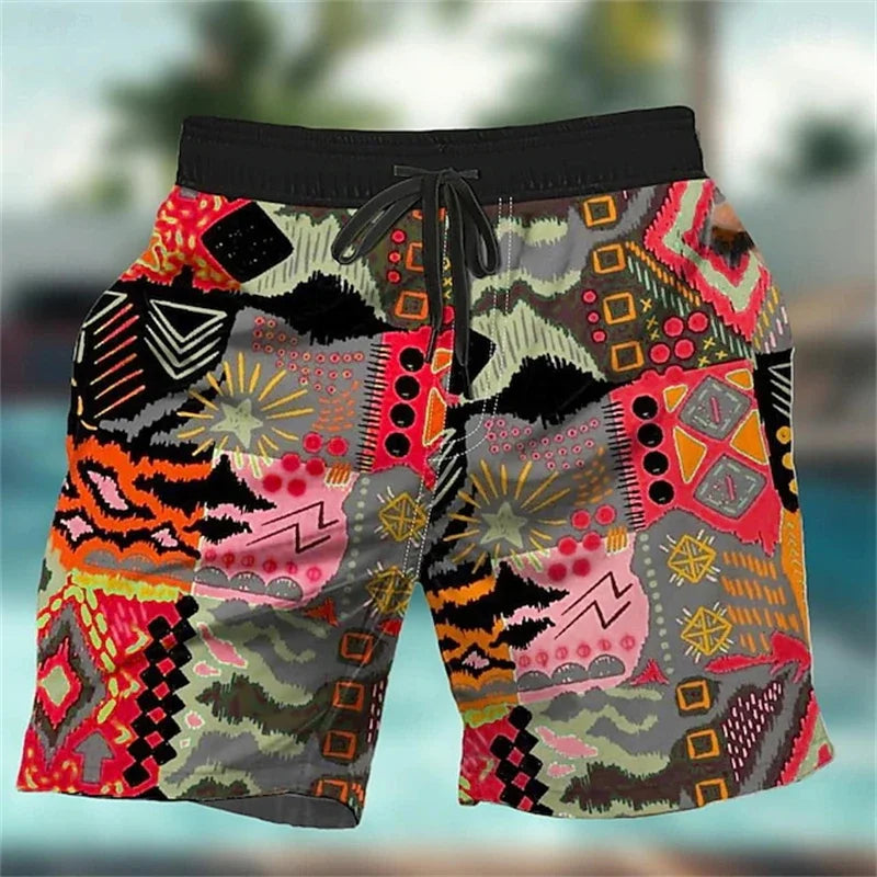 Men's shorts 3D printed graffiti art pattern beach shorts, casual fashion swimming beach shorts