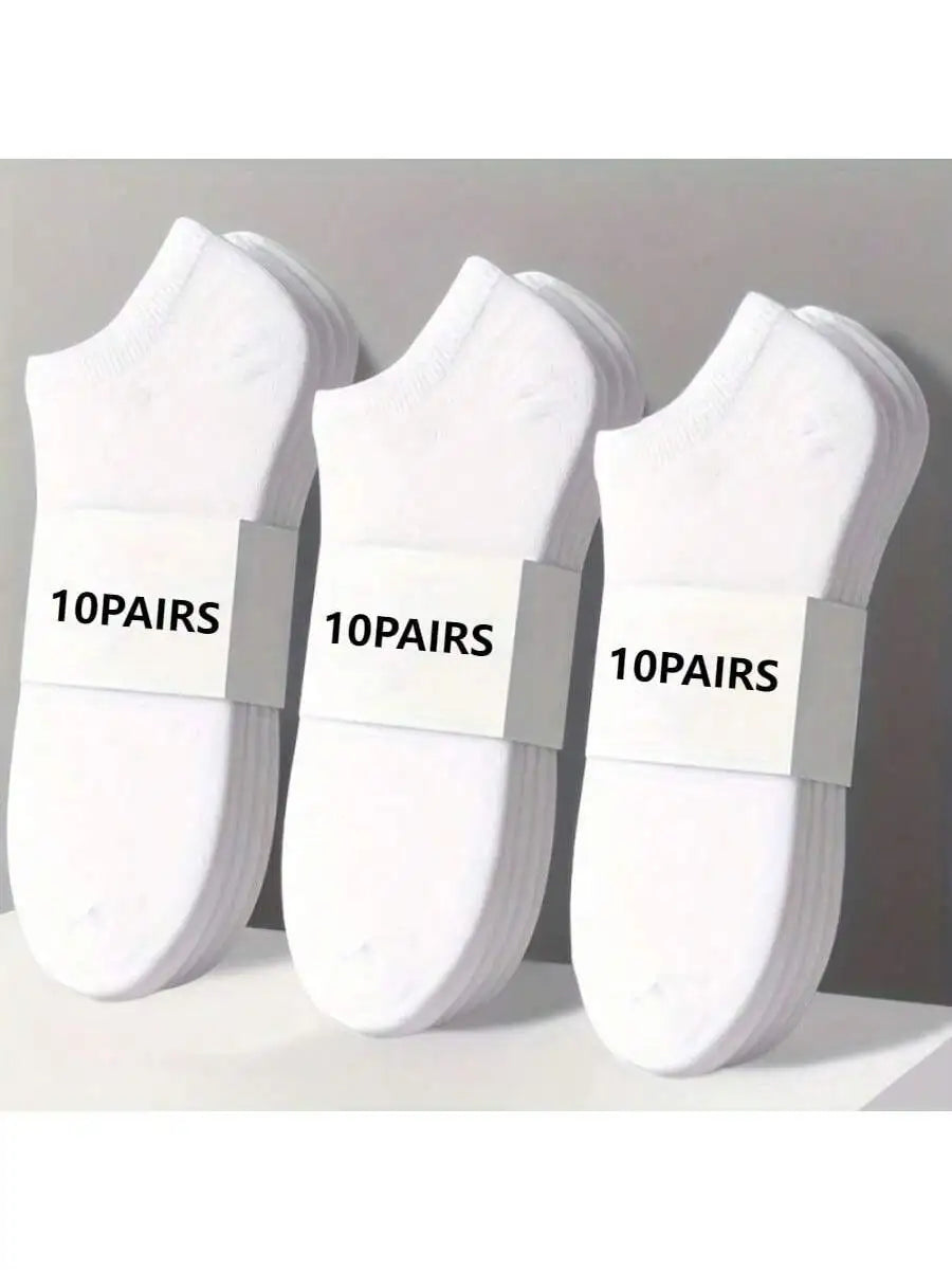 10 Pairs of Thin Ankle Socks for Men and Women, Sweat Absorbing and Soft
