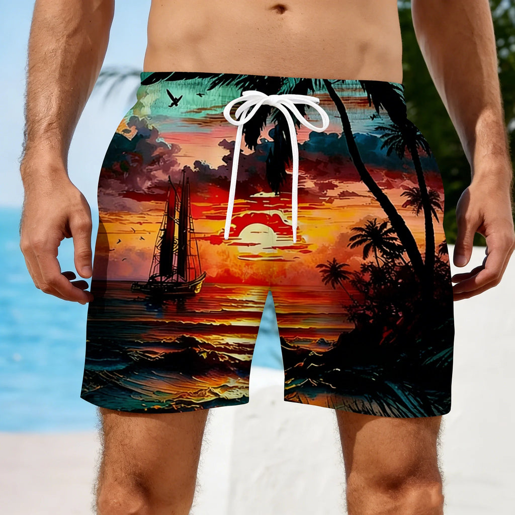 Men's Summer Short Beach Vacation Hawaiian 3D Printed Graphic Short