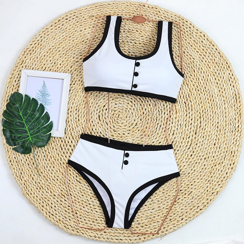 Woman Swimwear 2026 High Waist Bikinis Shorts Women's Swimsuit Luxury Ribbed Two-piece Bathing Suits Summer Bikini Set Swim Suit