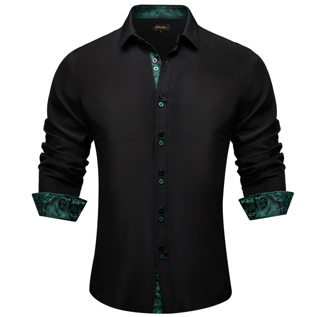 Men's Polyester Cotton Shirts Long Sleeve Paisley Patchwork Social Casual Dress Shirt