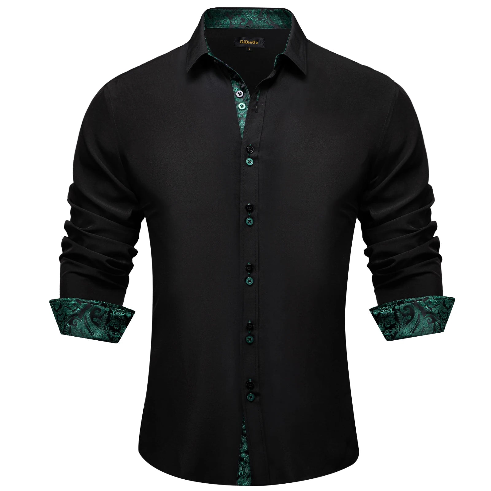 Men's Polyester Cotton Shirts Long Sleeve Paisley Patchwork Social Casual Dress Shirt