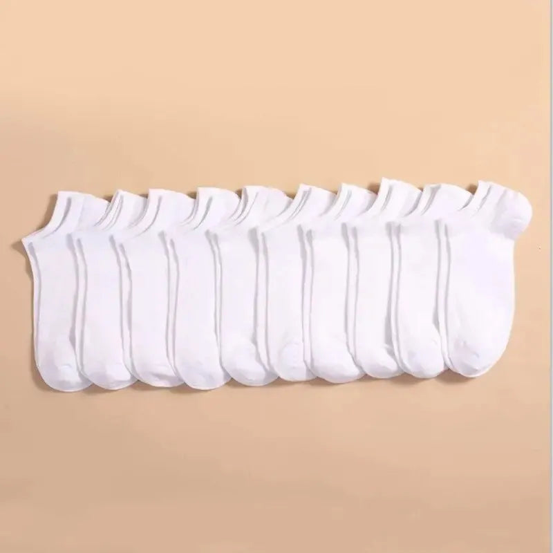 10 Pairs Unisex Casual Plain Color Boat Socks Thin Breathable & Comfy