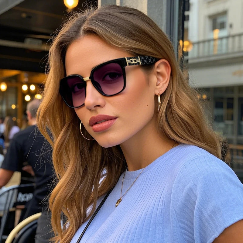 JUNCTURE Cat Eye Sunglasses Women Vintage Fashion Sun Glasses Big Frame Gradient Lady Party Holiday Gifts Sunglasses for Women
