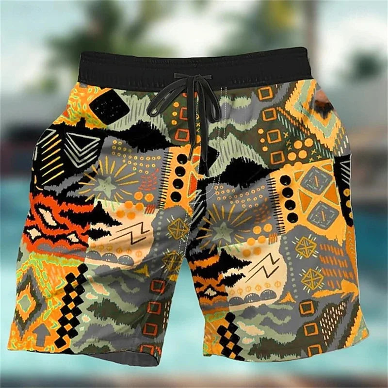 Men's shorts 3D printed graffiti art pattern beach shorts, casual fashion swimming beach shorts