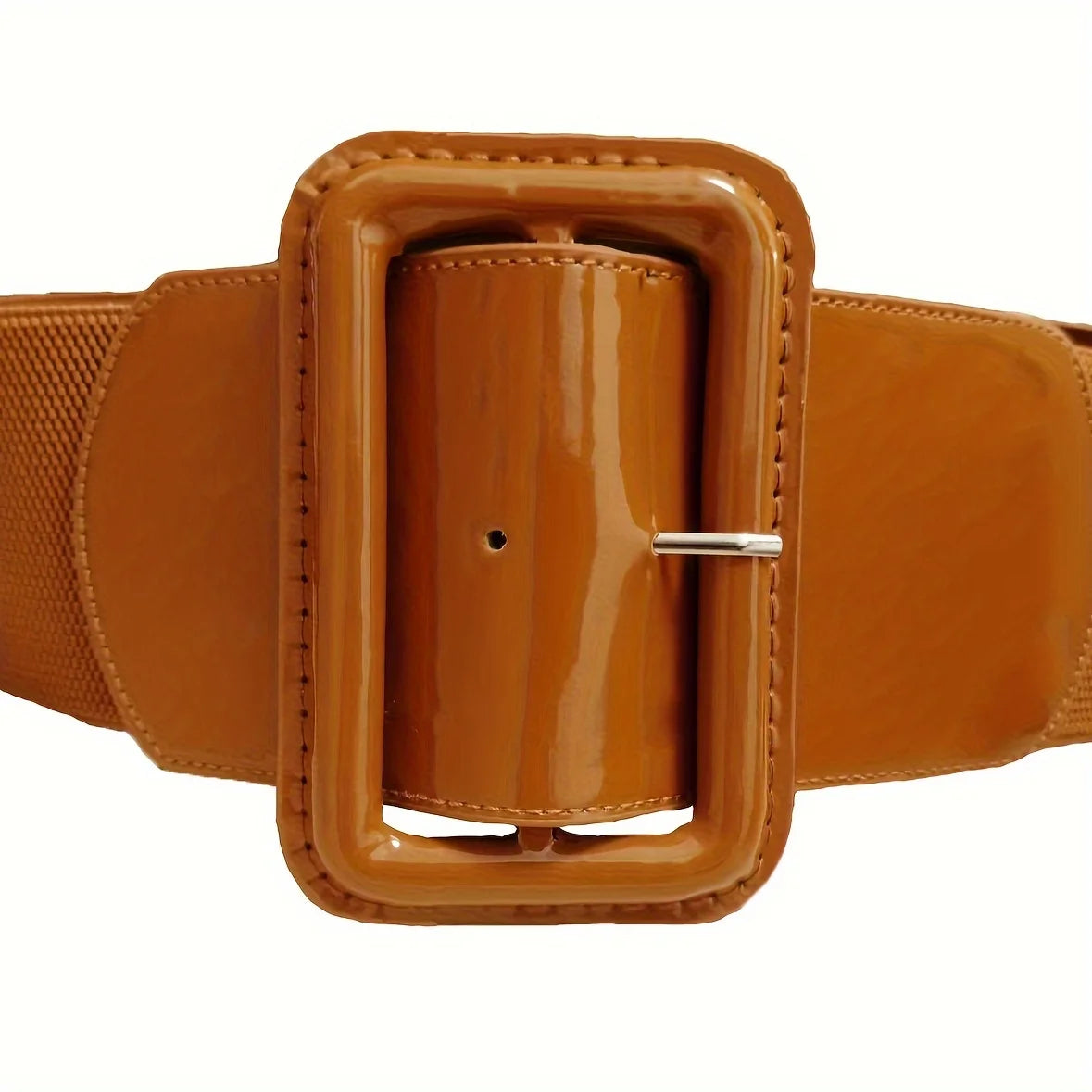 Rectangle Pin Buckle Wide Belt Women's Vintage Versatile Elastic Waistband Casual Daily Dress Coat Decoration Girdle