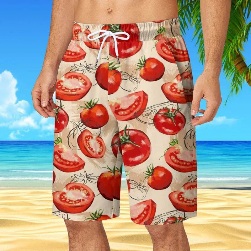 Men's Hawaiian Beach Shorts Coconut Tree 3D Print Quick Dry Oversized Surfing Board Shorts Summer Swimsuits Trunks Man Clothing